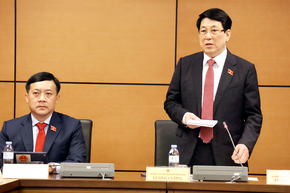 Chủ tịch nước Lương Cường ph&aacute;t biểu tại kỳ họp bất thường lần thứ 9, Quốc hội kh&oacute;a XV v&agrave;o ng&agrave;y 12-2. Ảnh: VĂN DUẨN