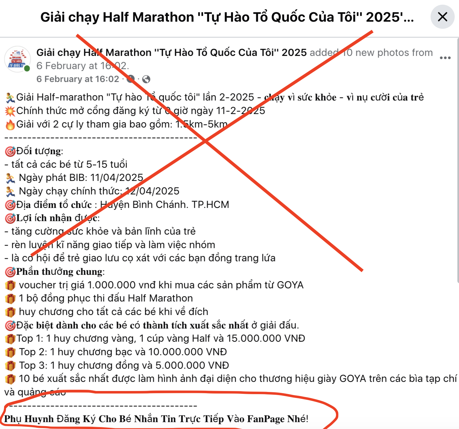 Cảnh báo fanpage giả mạo Giải Half Marathon "Tự hào Tổ quốc tôi"- Ảnh 5.