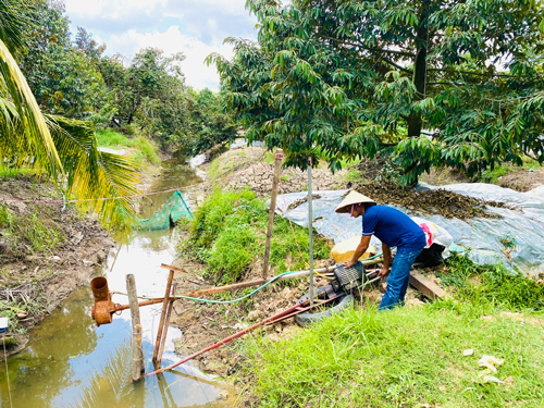 N&ocirc;ng d&acirc;n ĐBSCL tranh thủ lấy nước ngọt để sản xuất n&ocirc;ng nghiệp sau Tết  Ảnh: HO&Agrave;NG VŨ