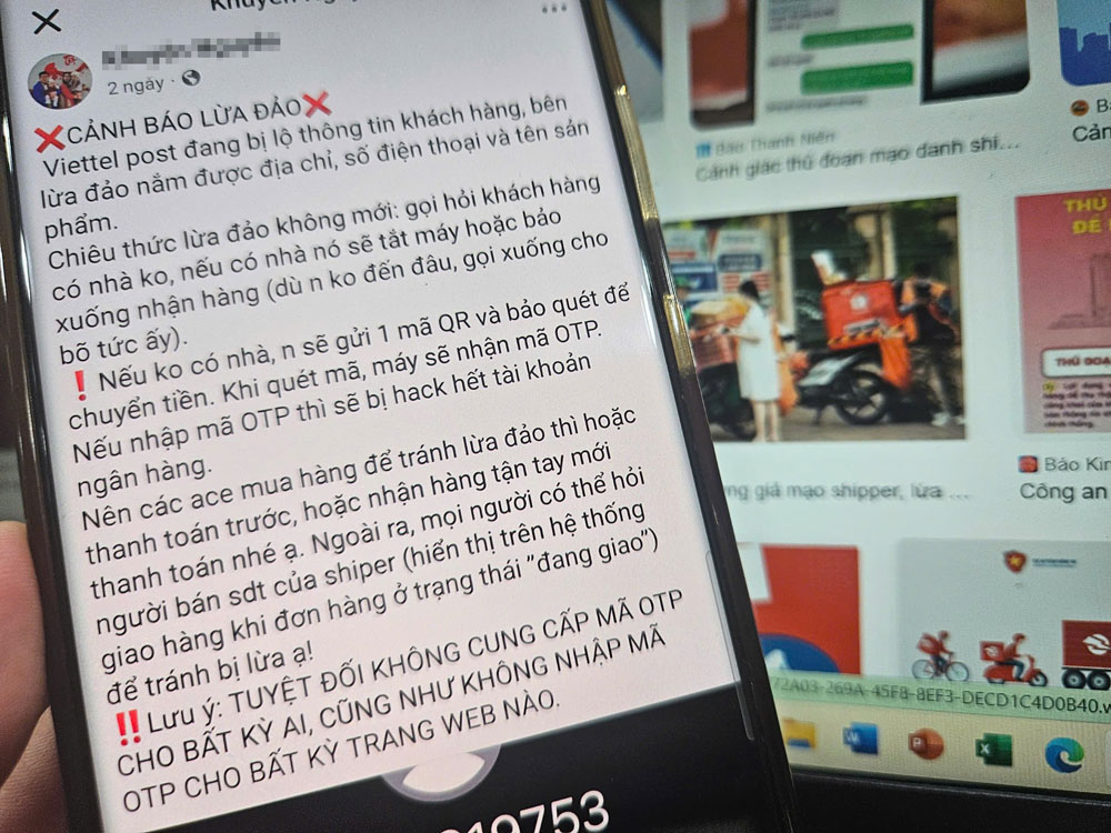 Người mua h&agrave;ng online nghi đơn vị giao h&agrave;ng để lộ th&ocirc;ng tin c&aacute; nh&acirc;n. Ảnh: L&Ecirc; TỈNH