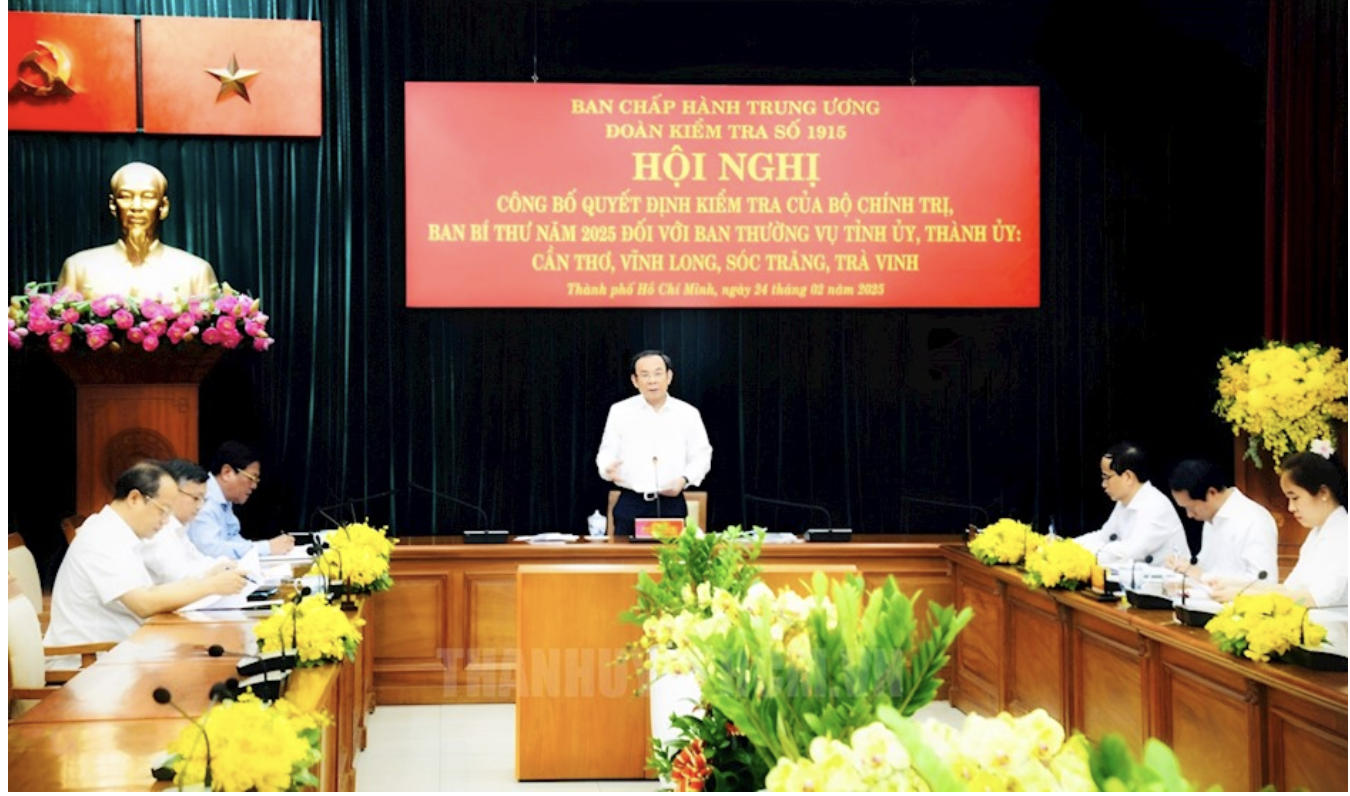 C&ocirc;ng bố Quyết định kiểm tra của Bộ Ch&iacute;nh trị đối với Ban Thường vụ một số Tỉnh ủy, Th&agrave;nh ủy- Ảnh 1.