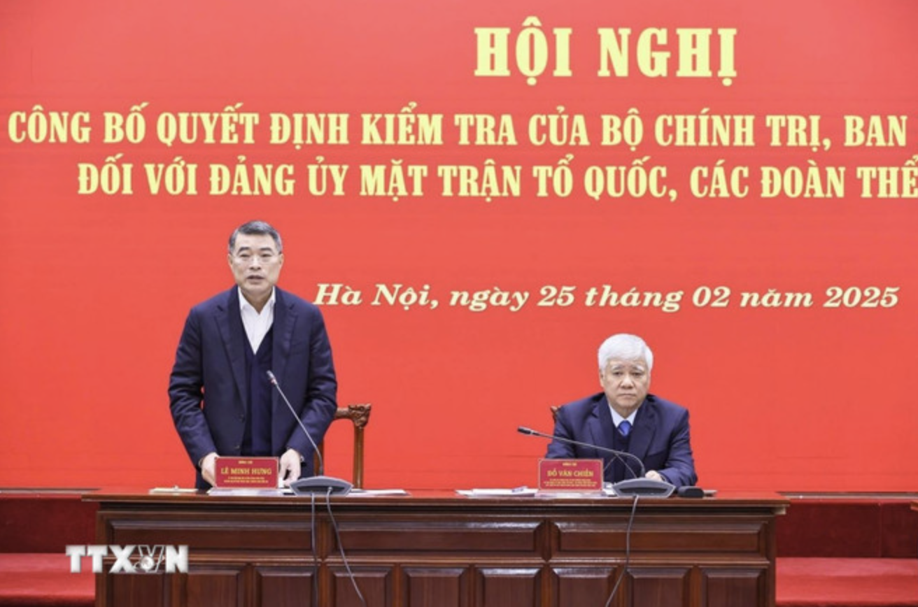 C&ocirc;ng bố quyết định kiểm tra đối với Đảng ủy MTTQ, c&aacute;c đo&agrave;n thể Trung ương- Ảnh 1.