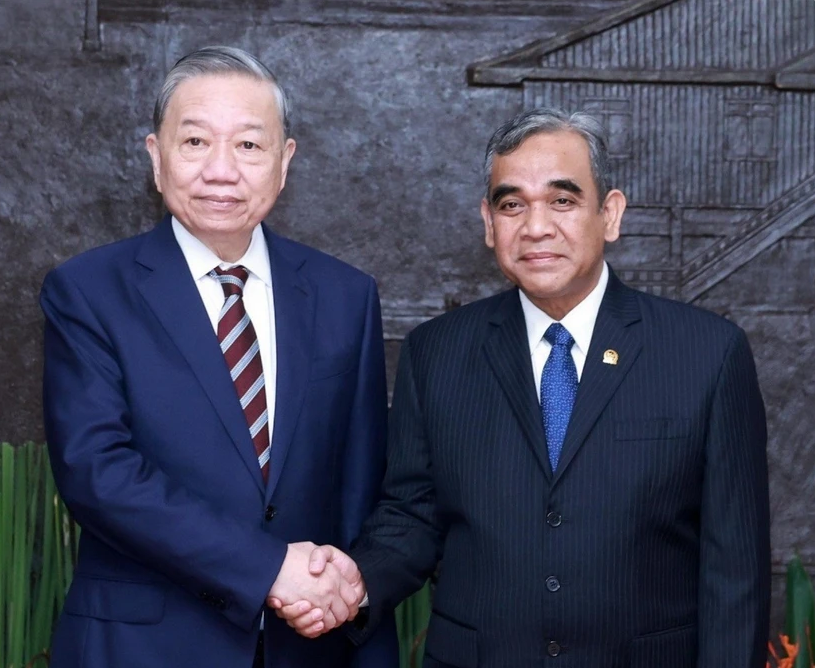Tổng B&iacute; thư T&ocirc; L&acirc;m hội kiến Chủ tịch Hội đồng Hiệp thương Nh&acirc;n d&acirc;n Indonesia- Ảnh 1.