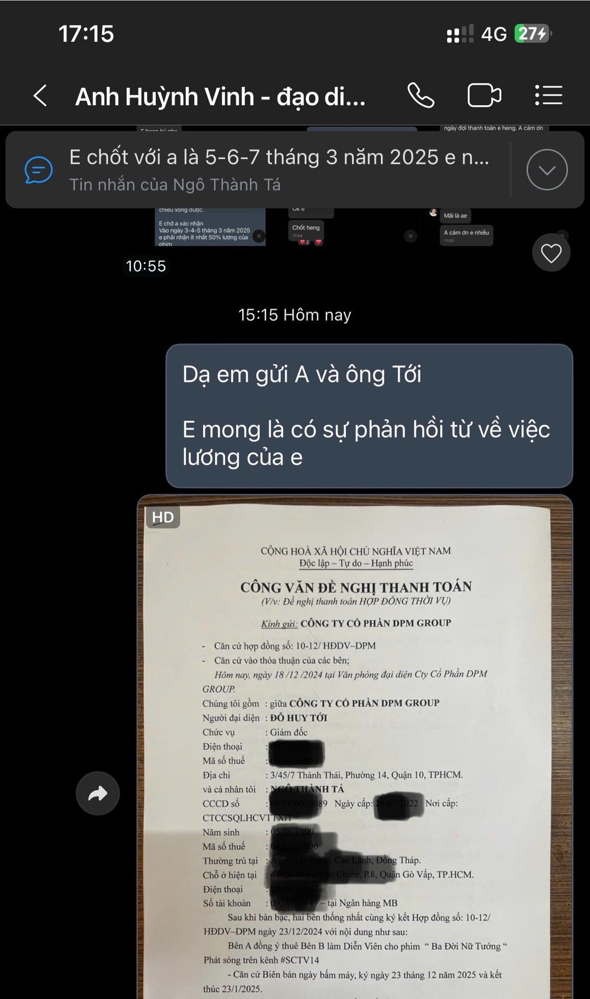Diễn vi&ecirc;n Ng&ocirc; Th&agrave;nh T&aacute; tố chưa được trả th&ugrave; lao- Ảnh 3.