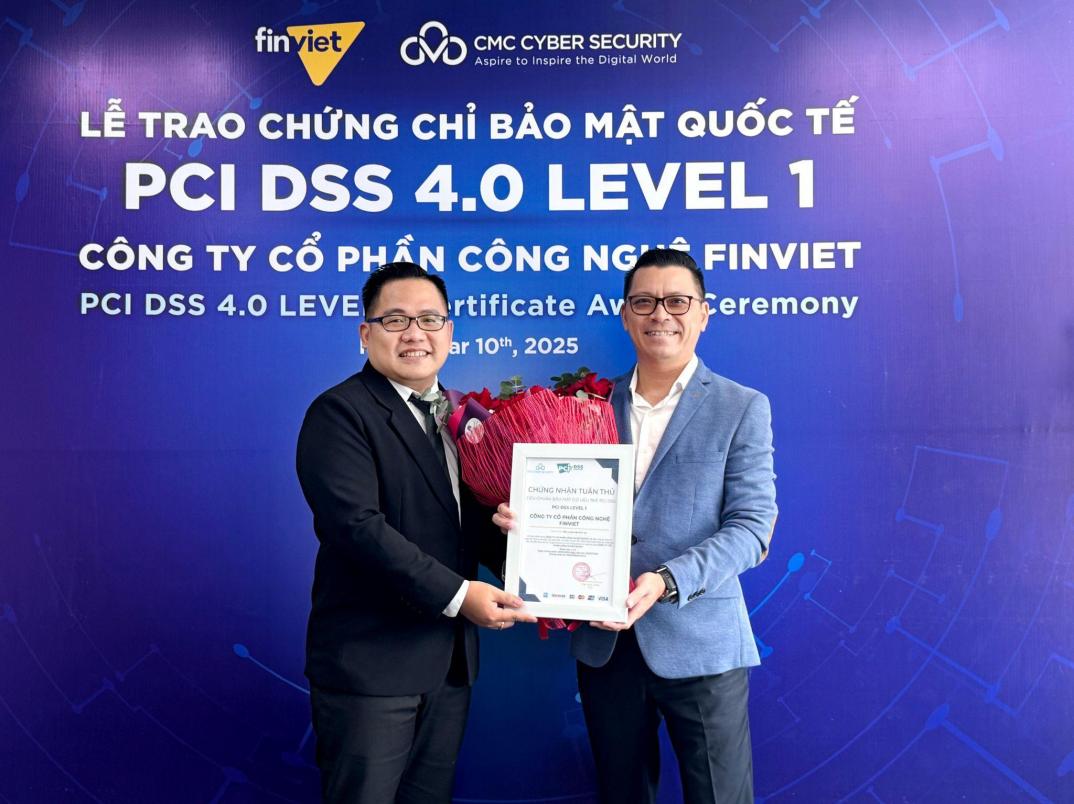 Nhận Chứng chỉ PCI DSS 4.0 Level 1, Finviet bảo đảm an to&agrave;n trong c&aacute;c giao dịch t&agrave;i ch&iacute;nh trực tuyến- Ảnh 1.