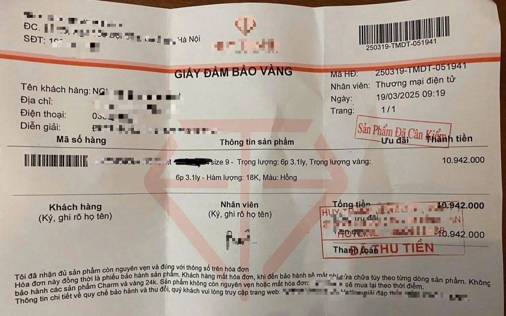 Từ vụ mua nhẫn vàng online tưởng 0,9 chỉ nhưng nhận 0,6 chỉ, luật sư khuyến cáo gì?