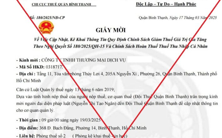 Đội Thuế quận Bình Thạnh cảnh báo nóng