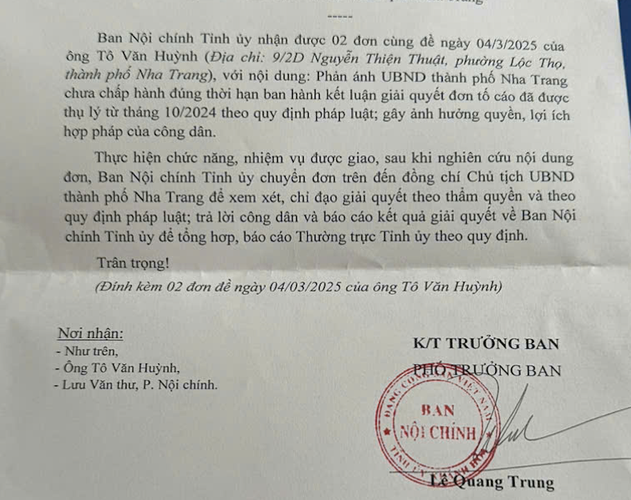 Ban Nội ch&iacute;nh Tỉnh ủy v&agrave;o cuộc vụ tự &yacute; b&aacute;n t&agrave;i sản khi cưỡng chế ở Nha Trang- Ảnh 1.