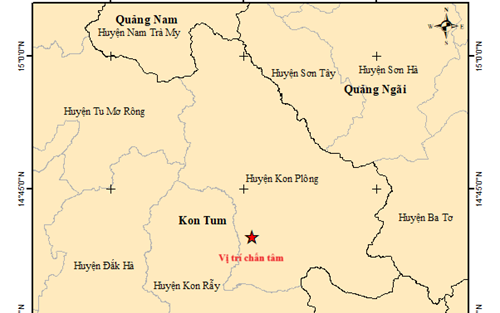 Vừa xảy ra động đất 3 độ ở Kon Tum