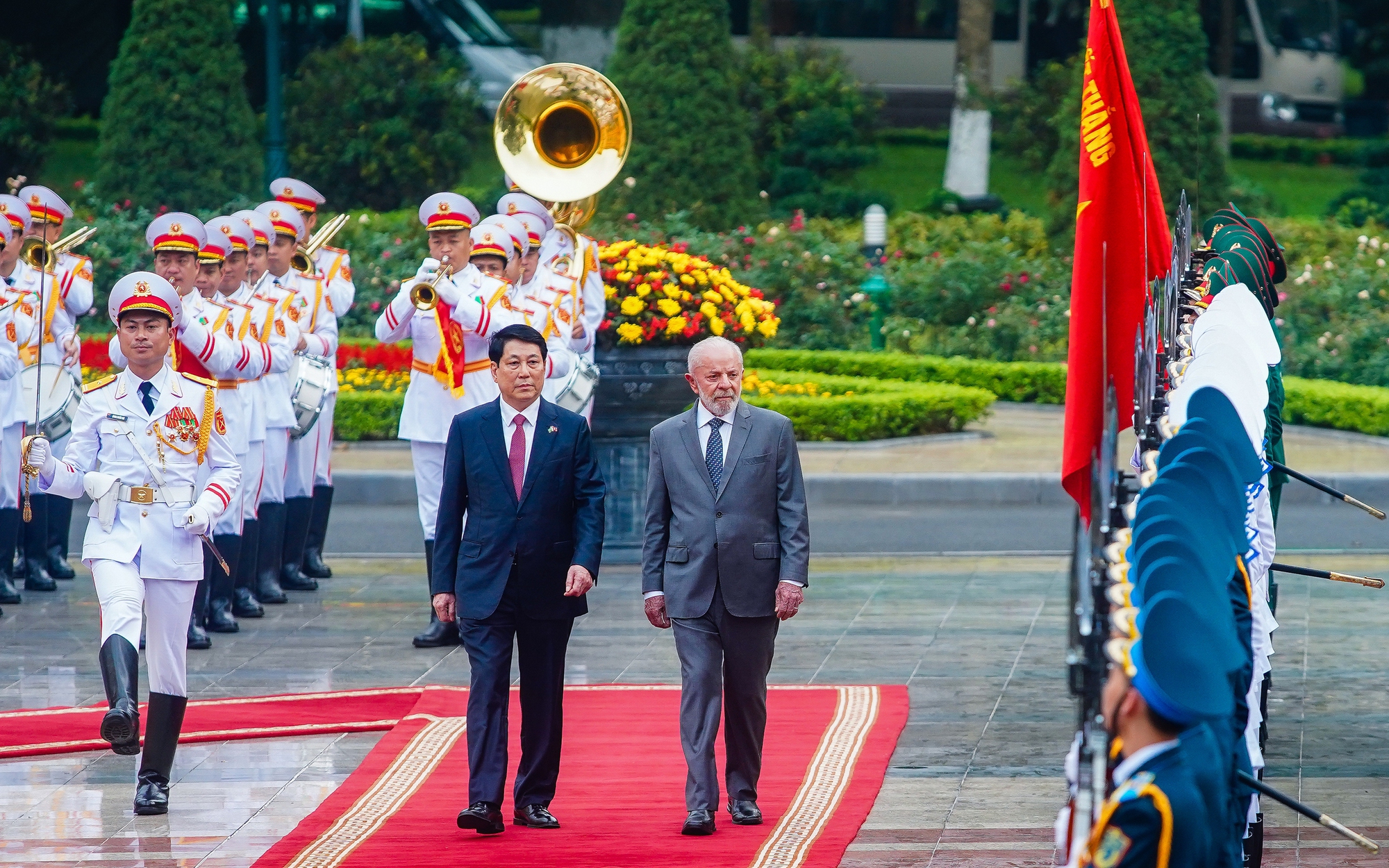Chủ tịch nước Lương Cường chủ tr&igrave; lễ đ&oacute;n Tổng thống Brazil
