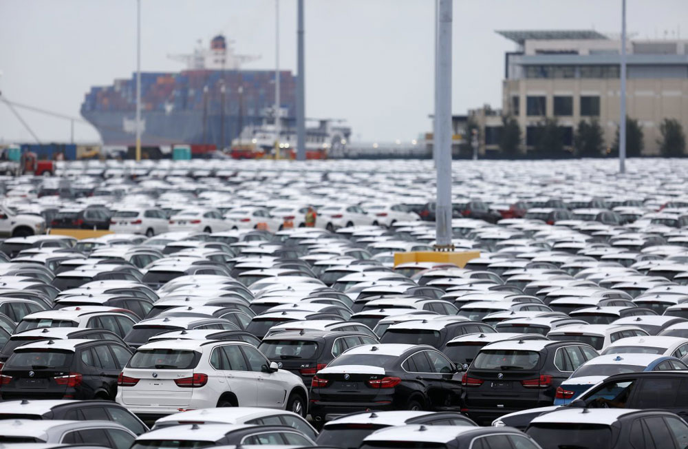 Xe hơi tại cảng Charleston ở bang Nam Carolina - Mỹ. Ảnh: BLOOMBERG NEWS