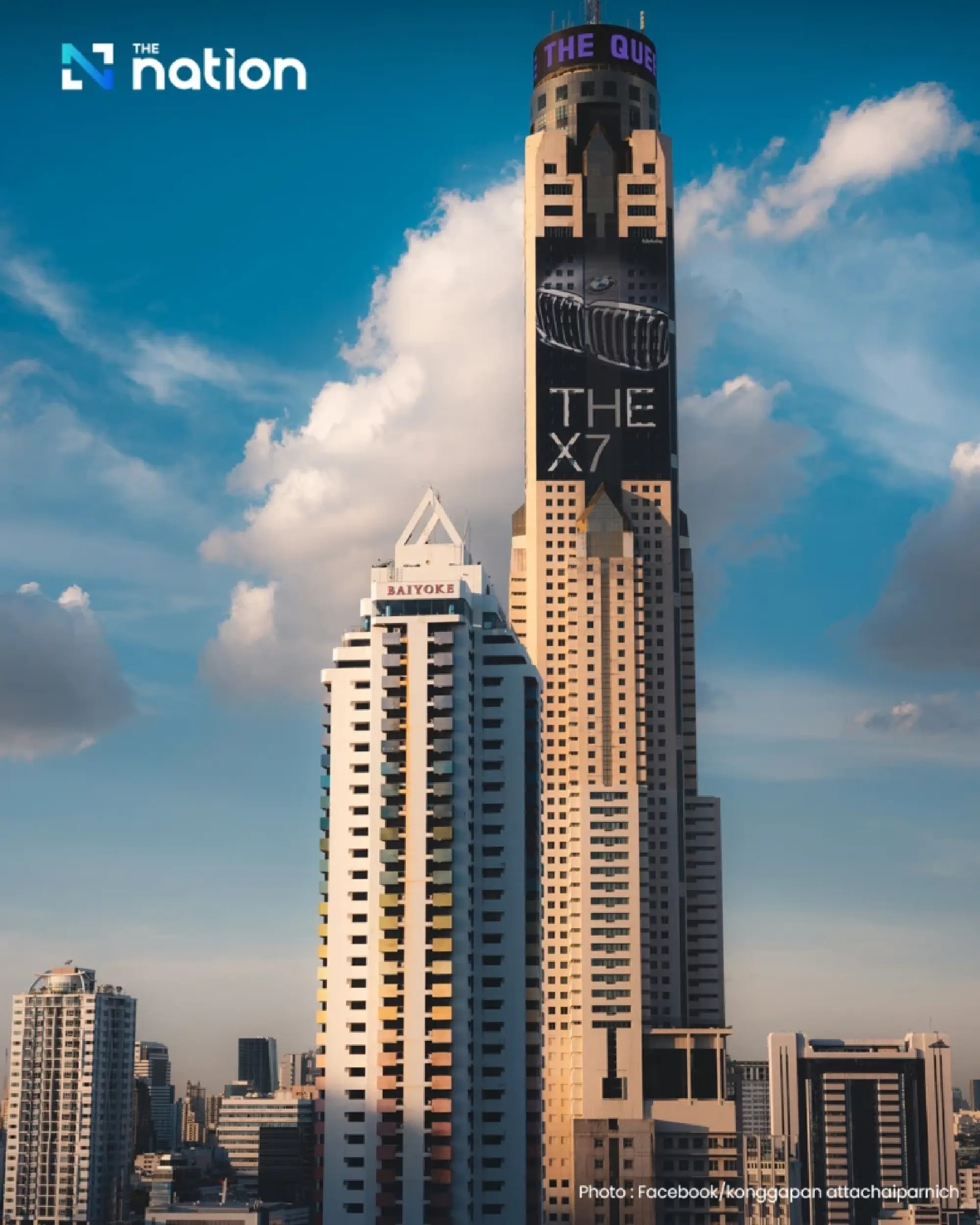 Tòa nhà Baiyoke Sky cao nhất Thái Lan không bị hư hại gì sau trận động đất mạnh chiều 28-3. Ảnh: The Nation