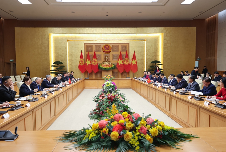 Thủ tướng Phạm Minh Ch&iacute;nh chủ tr&igrave; lễ đ&oacute;n ch&iacute;nh thức Thủ tướng Kyrgyzstan- Ảnh 8.