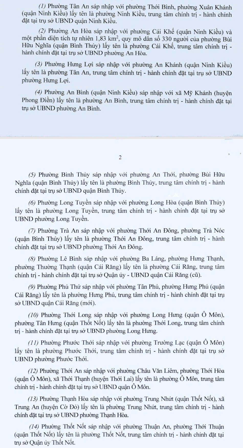 Thông tin chi tiết về các phường, xã sau sáp nhập ở Cần Thơ- Ảnh 2.