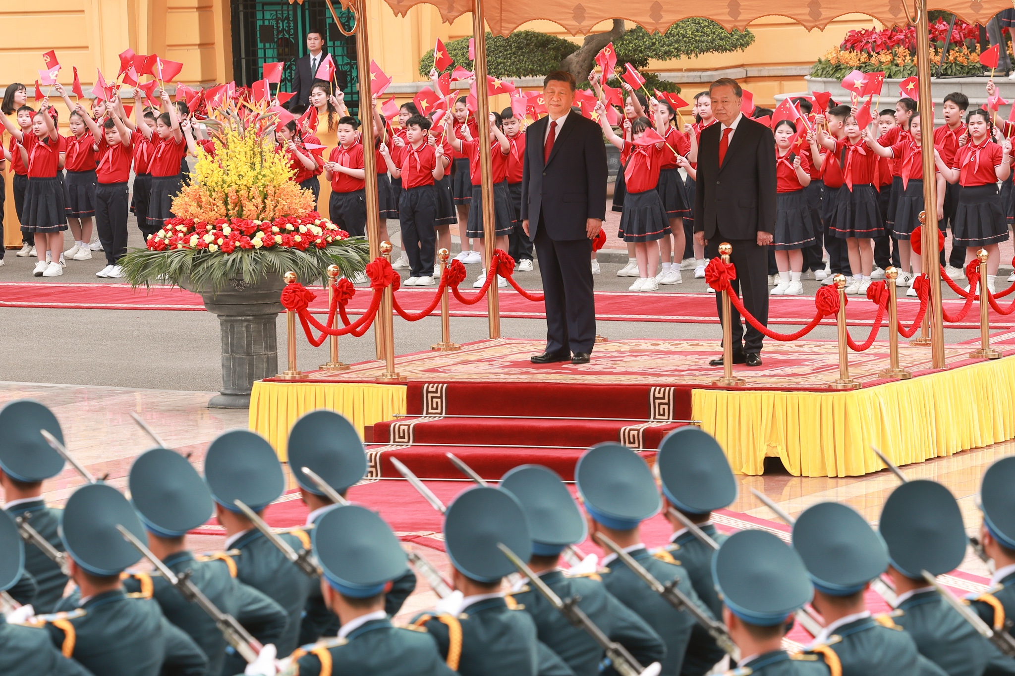 Tổng Bí thư Tô Lâm chủ trì lễ đón chính thức Tổng Bí thư, Chủ tịch nước Trung Quốc Tập Cận Bình Ảnh: HỮU HƯNG