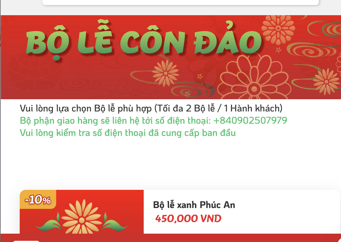 Mở đường bay tới C&ocirc;n Đảo, một h&atilde;ng h&agrave;ng kh&ocirc;ng b&aacute;n k&egrave;m bộ lễ sớ khấn- Ảnh 2.