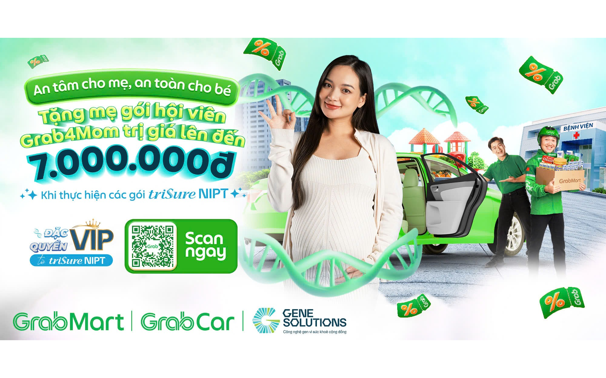 Gene Solutions và Grab Việt Nam ra mắt “Đặc quyền VIP từ triSure NIPT và Grab4Mom"