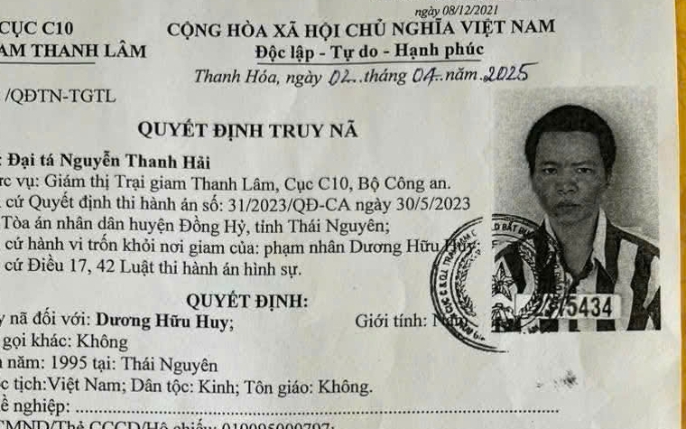 Phát lệnh truy nã phạm nhân trốn trại Bộ Công an