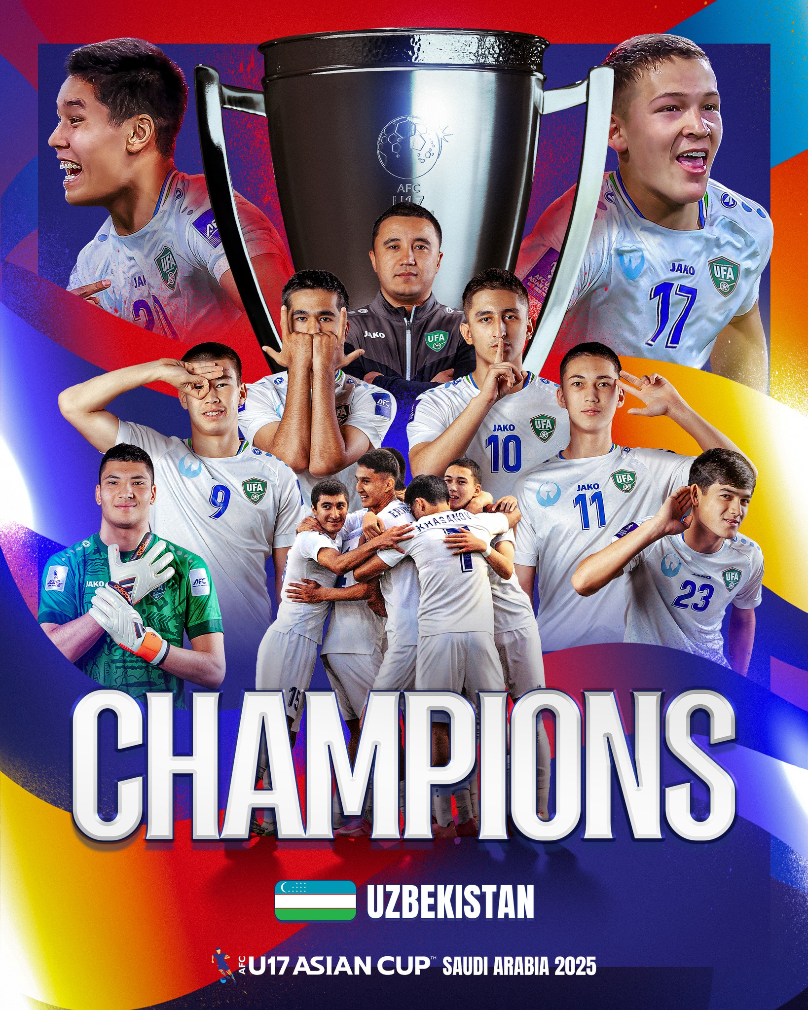 U17 Uzbekistan nhận 2 thẻ đỏ ở hiệp 1, vẫn vô địch châu Á- Ảnh 2.
