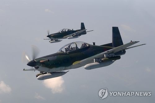 M&aacute;y bay tấn c&ocirc;ng hạng nhẹ KA-1 của Kh&ocirc;ng qu&acirc;n H&agrave;n Quốc. Ảnh: Yonhap