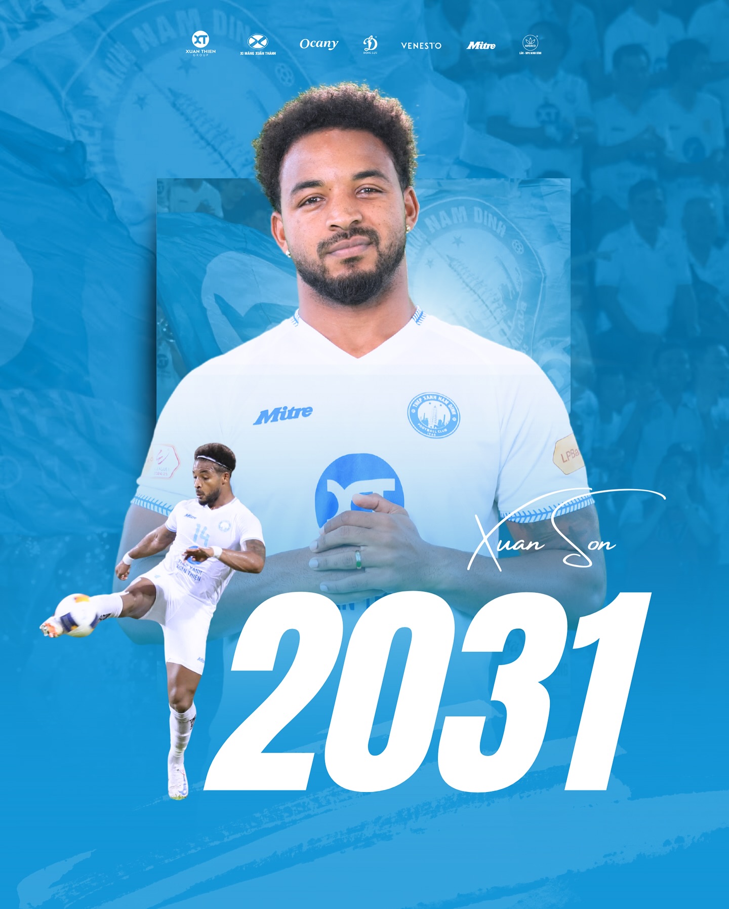 Tiền đạo Nguyễn Xu&acirc;n Son gắn b&oacute; với Nam Định FC đến năm 2031 - Ảnh 1.