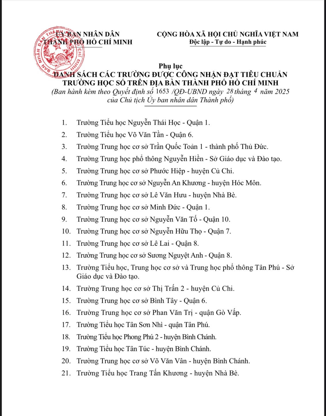 Tin vui với 100 trường học tại TP HCM đúng dịp Kỷ niệm 50 năm ngày thống nhất đất nước - Ảnh 1.