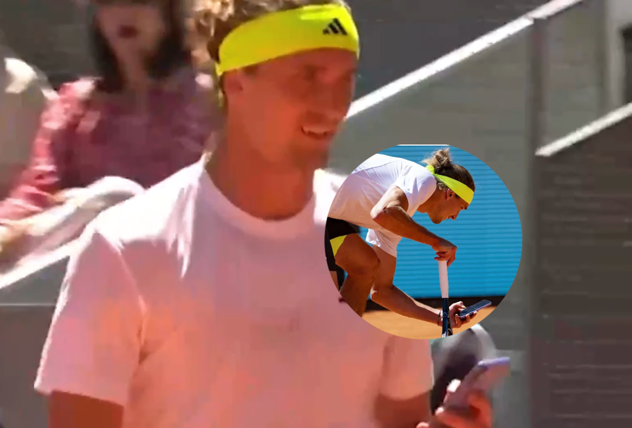 Zverev bị cảnh cáo vì dùng điện thoại chụp ảnh trong trận đấu Madrid Open - Ảnh 1.