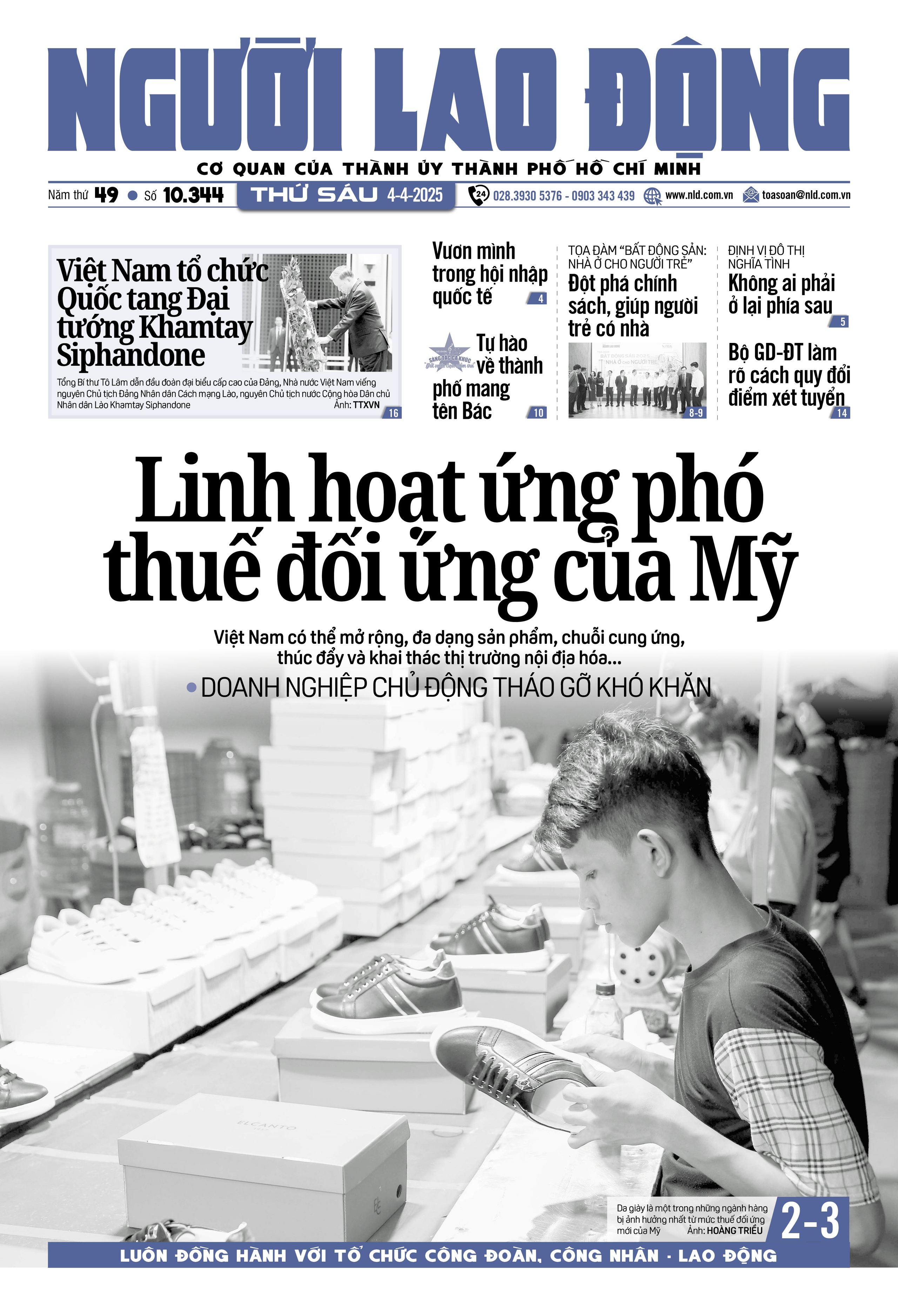 B&aacute;o in Người Lao Động 4-4: Linh hoạt ứng ph&oacute; thuế đối ứng của Mỹ- Ảnh 1.