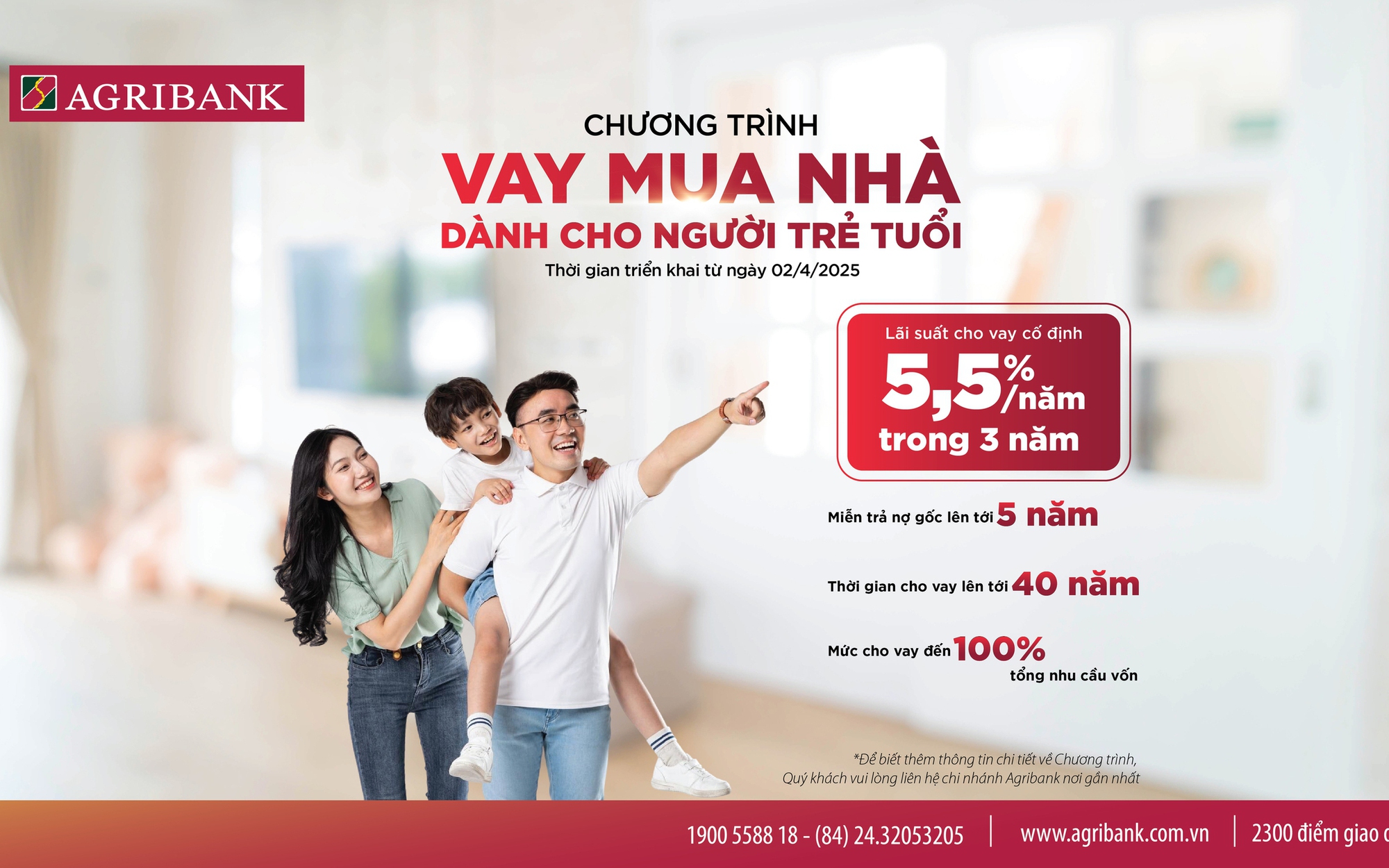 Agribank cho vay ưu đãi mua nhà dành cho khách hàng trẻ tuổi