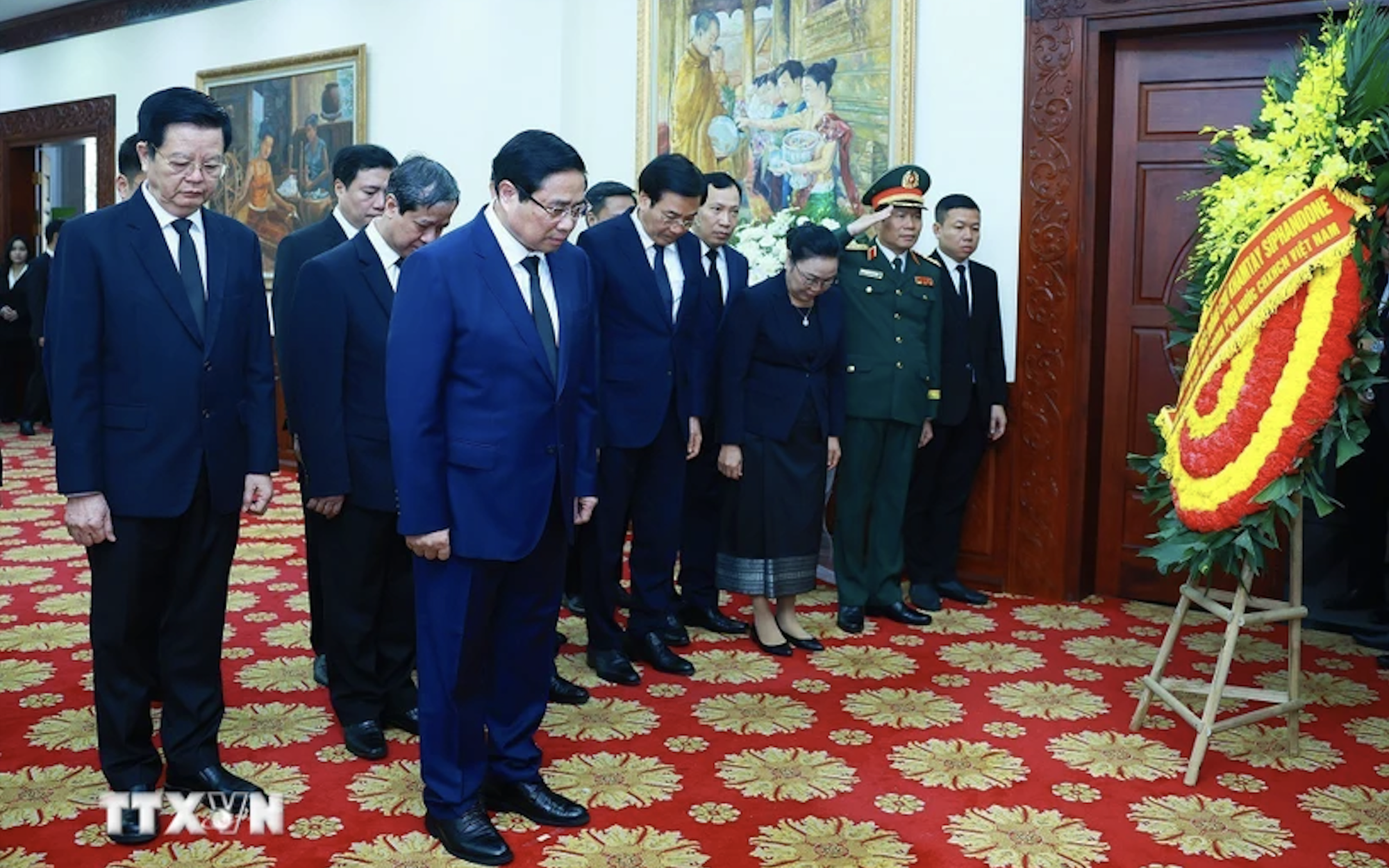 Thủ tướng Phạm Minh Chính dự Lễ truy điệu nguyên Chủ tịch Đảng, nguyên Chủ tịch nước Lào
