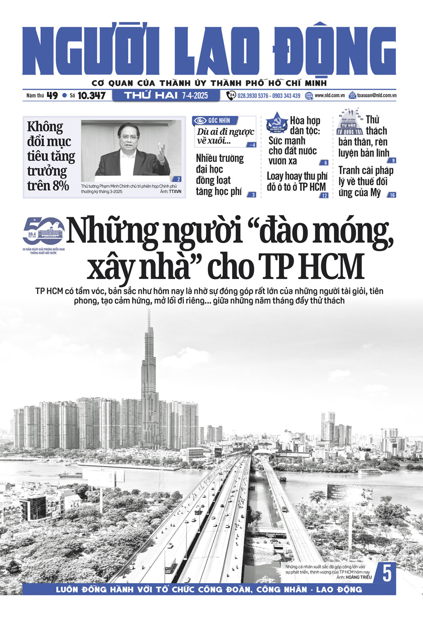 Bìa in Báo Người Lao Động ra ngày 7-4-2025