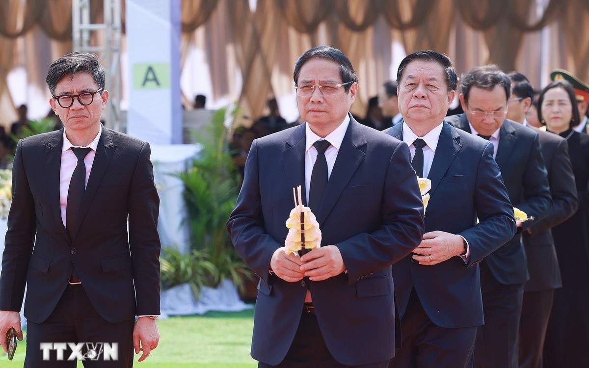 Thủ tướng Phạm Minh Chính dự Lễ truy điệu nguyên Chủ tịch Khamtay Siphandone