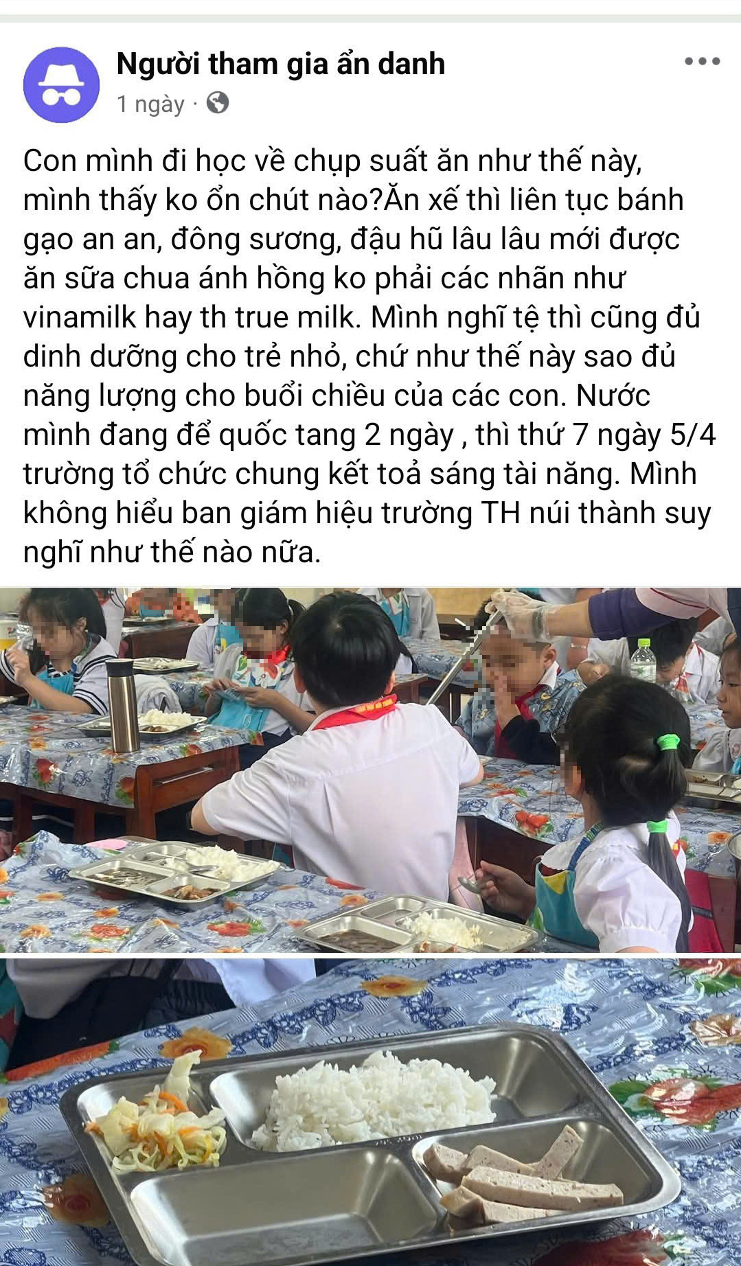 Hiệu trưởng lên tiếng về hình ảnh suất ăn bán trú lèo tèo ở Đà Nẵng- Ảnh 2.