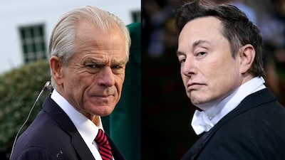 Tỉ ph&uacute; Elon Musk "vỗ mặt" cố vấn thương mại h&agrave;ng đầu của Tổng thống Donald Trump- Ảnh 1.