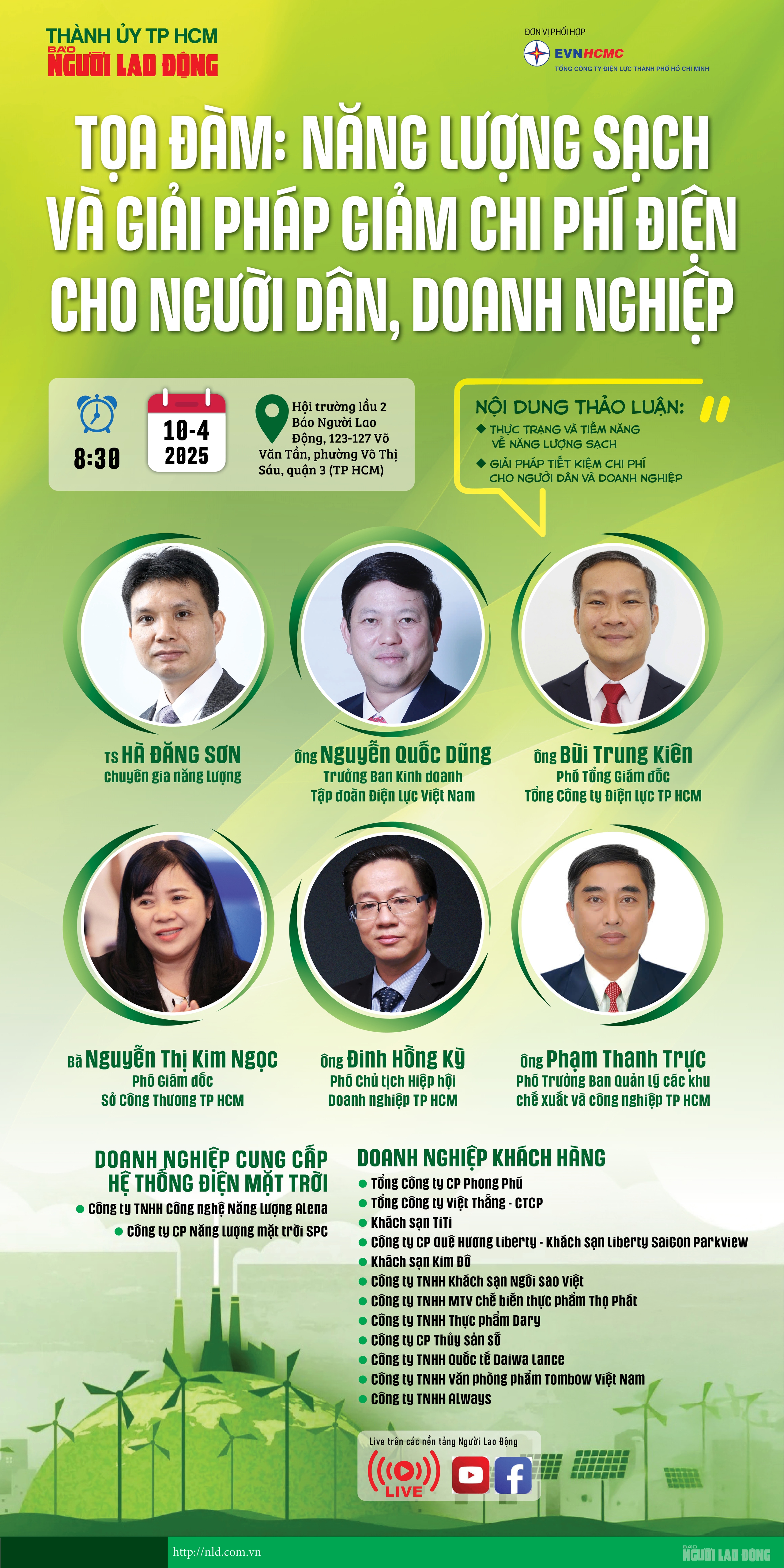 S&aacute;ng 10-4, B&aacute;o Người Lao Động tổ chức tọa đ&agrave;m về năng lượng sạch v&agrave; giải ph&aacute;p giảm chi ph&iacute; điện- Ảnh 1.