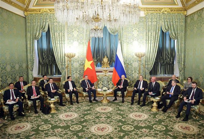 Tổng Bí thư Tô Lâm hội đàm hẹp với Tổng thống Nga Vladimir Putin- Ảnh 5.