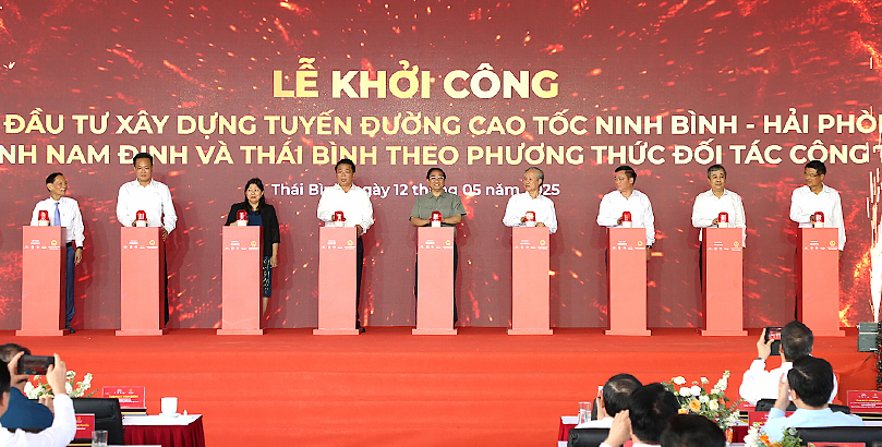 Thủ tướng dự lễ khởi công tuyến cao tốc huyết mạch qua Thái Bình, Nam Định - Ảnh 1.
