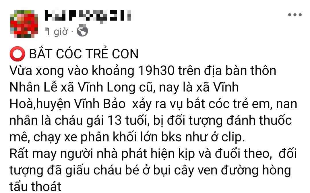 Thực hư vụ bé gái 13 tuổi bị đánh thuốc mê, bắt cóc