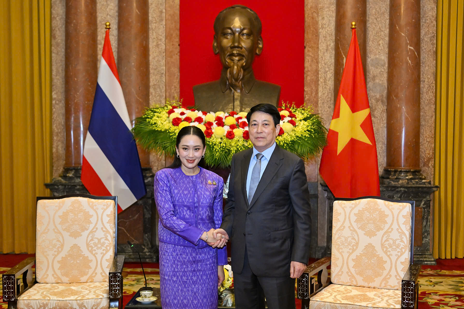 Chủ tịch nước Lương Cường tiếp Thủ tướng Th&aacute;i Lan Paetongtarn Shinawatra- Ảnh 1.