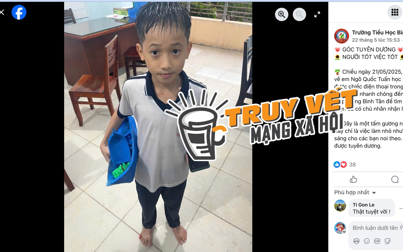 Bất ngờ về hoàn cảnh của cậu bé lớp 4 đội mưa mang trả điện thoại