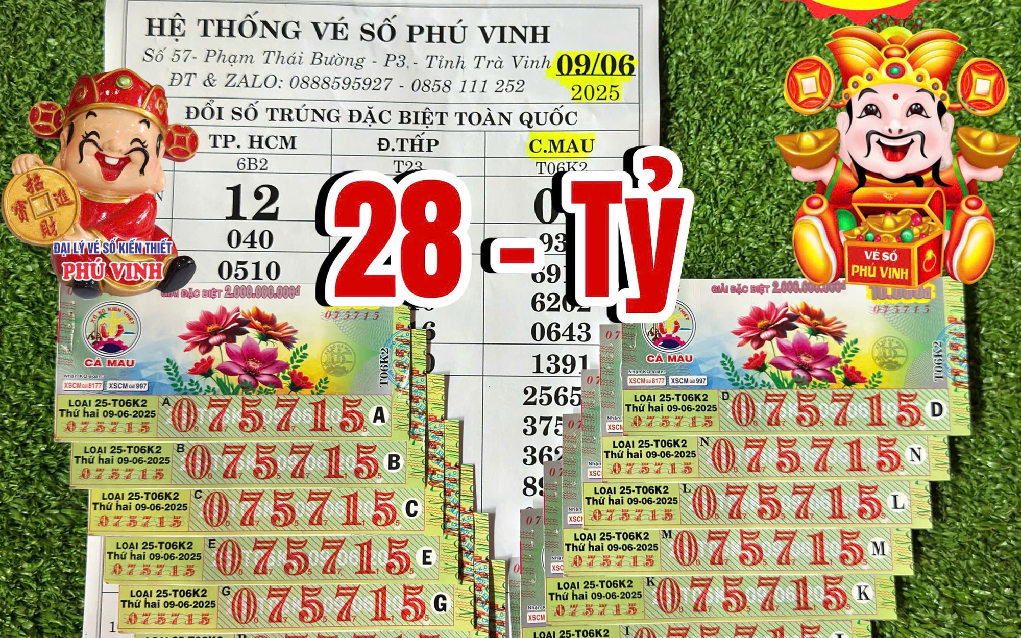 Một công nhân xây dựng trúng giải độc đắc 14 tờ vé số