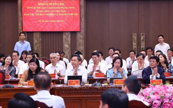Tổng Bí thư Tô Lâm làm việc với Ban Thường vụ Thành ủy Hà Nội- Ảnh 6.