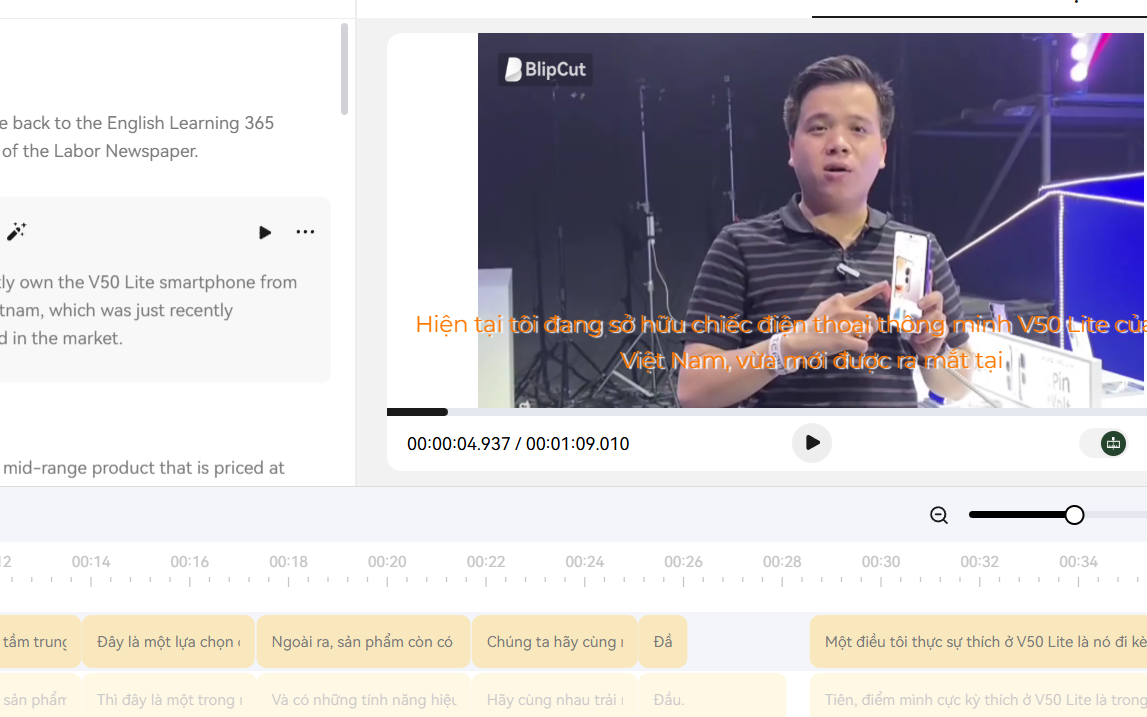CLIP: Trải nghiệm AI dịch video tiếng Việt sang tiếng Anh chỉ với một cú nhấp chuột