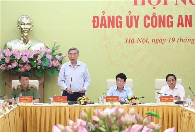Tổng B&iacute; thư T&ocirc; L&acirc;m dự, chỉ đạo Hội nghị Đảng ủy 
C&ocirc;ng an Trung ương- Ảnh 1.