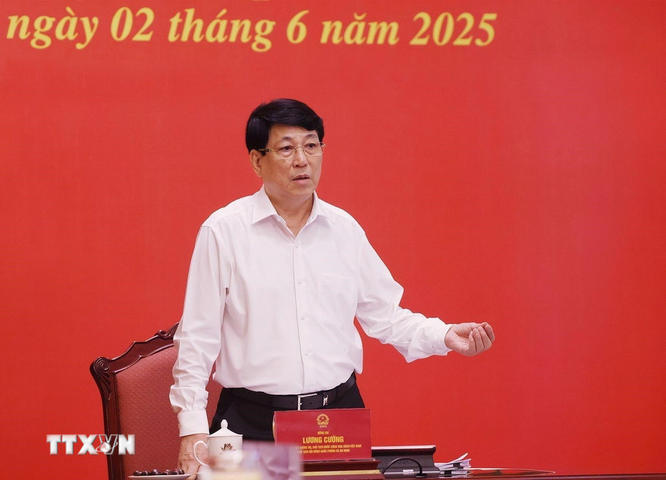 Chủ tịch nước Lương Cường chủ tr&igrave; phi&ecirc;n họp thứ 6 Hội đồng Quốc ph&ograve;ng v&agrave; An ninh - Ảnh 2.