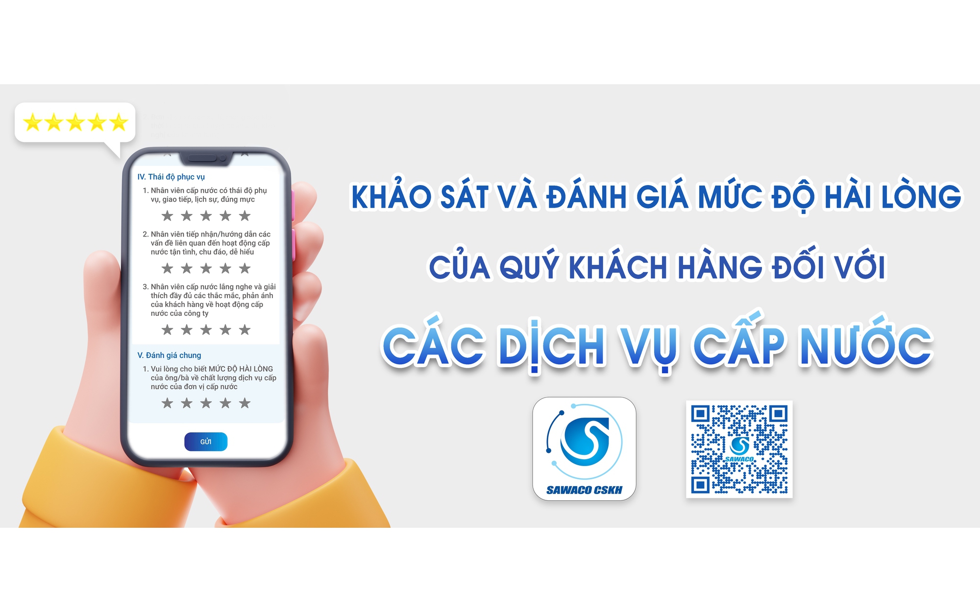 SAWACO triển khai khảo sát sự hài lòng của khách hàng đối với dịch vụ cấp nước