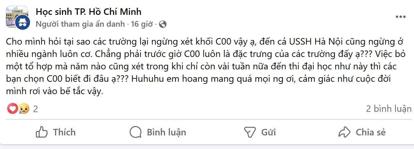 Bất ngờ bỏ x&eacute;t tuyển khối C00, th&iacute; sinh "trở tay kh&ocirc;ng kịp"- Ảnh 1.