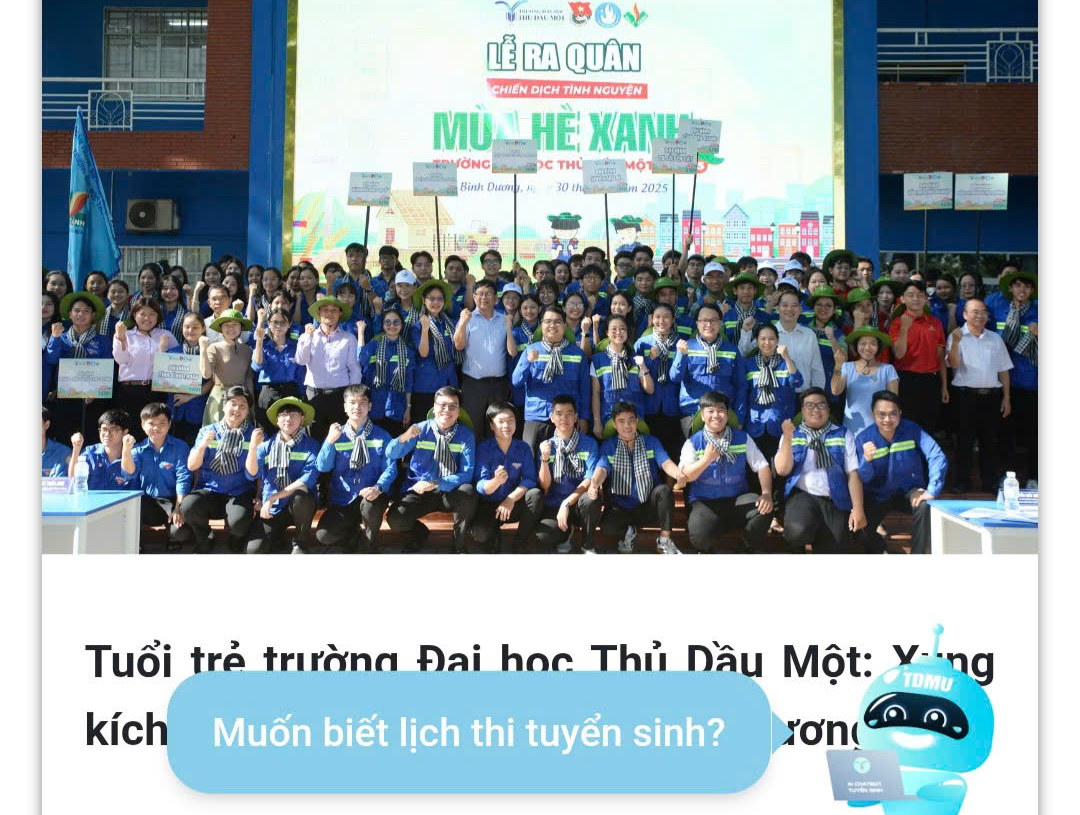 Tiện lợi hơn với trợ l&yacute; ảo tuyển sinh của Trường Đại học Thủ Dầu Một- Ảnh 1.