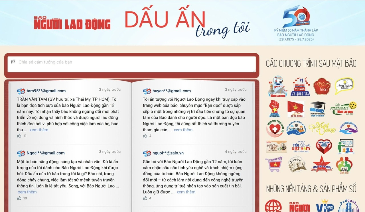 Bất ngờ, xúc động với những chia sẻ của bạn đọc về Báo Người Lao Động - Ảnh 1.