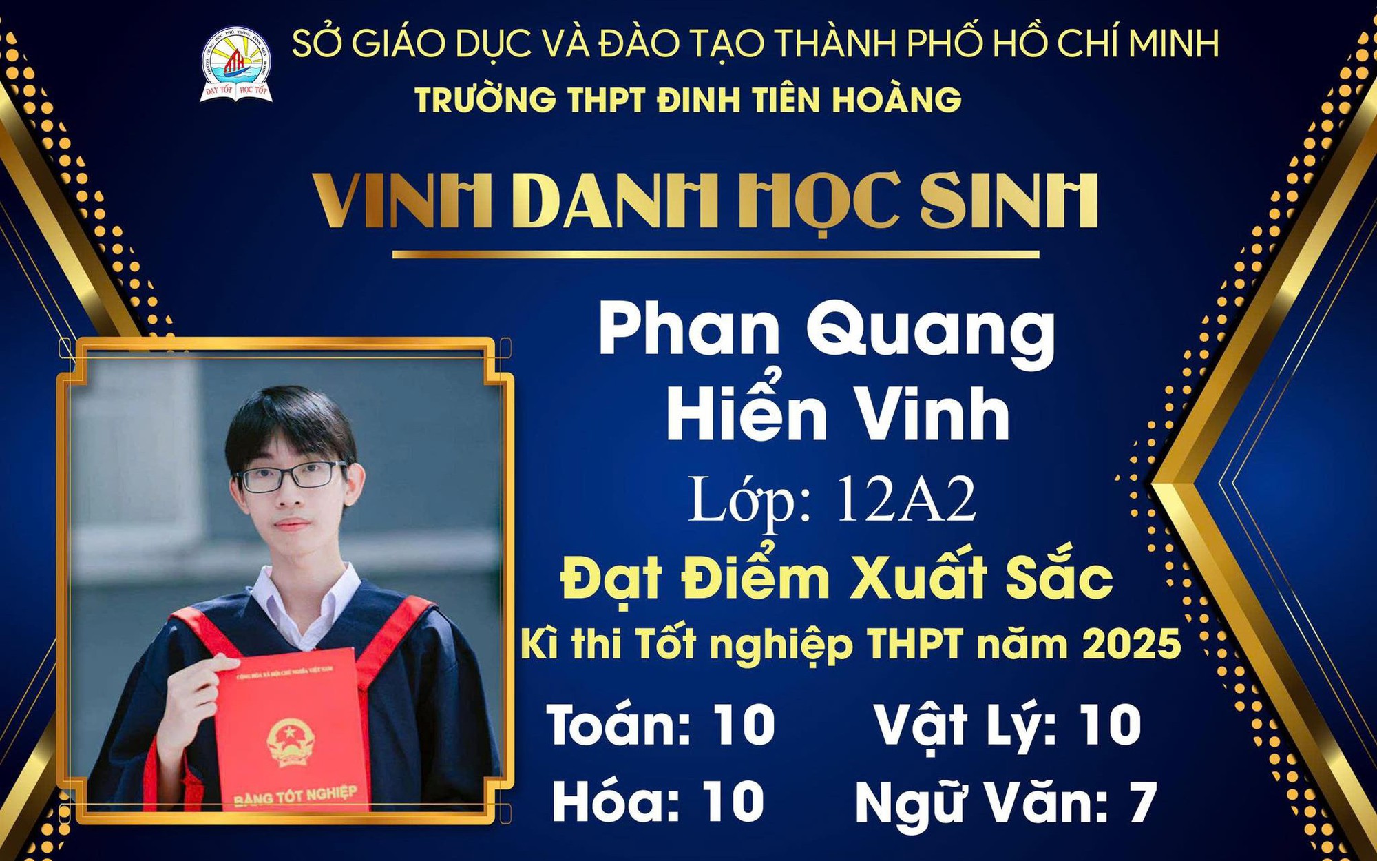 Chân dung thủ khoa khối A của TP HCM đạt điểm tuyệt đối 30/30